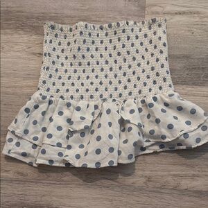 Blue Polka Dot Smocked Tube Top